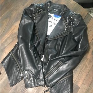 Black Vegan (Faux) Leather Studded Jacket